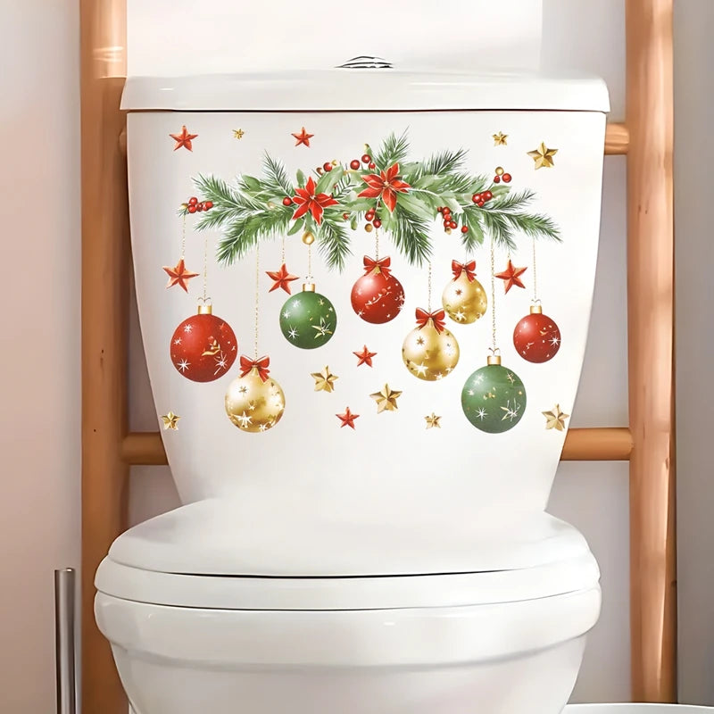 Christmas Toilet Sticker Merry Christmas Decoration for Home 2025 Pendant Xmas Sticker Ornament Navidad Natal New Year Gift 2026