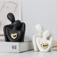 1 Pair Romantic Ceramic Love Embrace Figurines, Earthenware Couple Set, Indoor Decor for Bedroom, Valentine'S Day Festival Gift