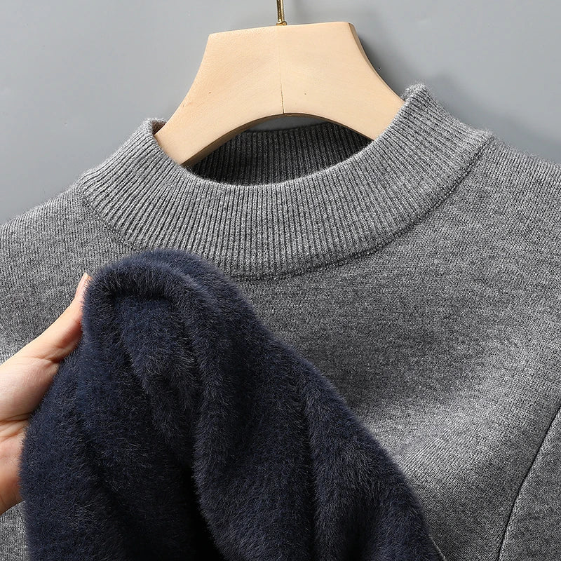 Half Turtleneck Knitwear Sweater New Autumn/Winter Mock Neck Sweatshirts Solid Color Pullovers Man Brand Casual Mens Clothing